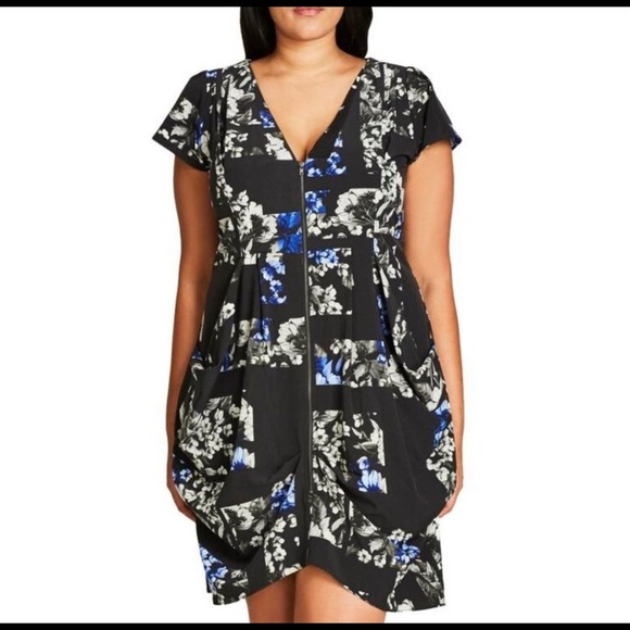 City Chic zip front tunic dress - Picture 4 of 5